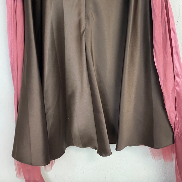 JUMP APPAREL STRAP Belt TIE/RHINESTONE Tulle homecoming DRESS 5/6 brown/pink - Picture 9 of 10